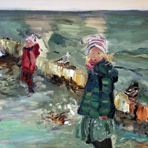 Erika Hartung "Kinder am Strand von Hiddensee" (Bildausschnitt)