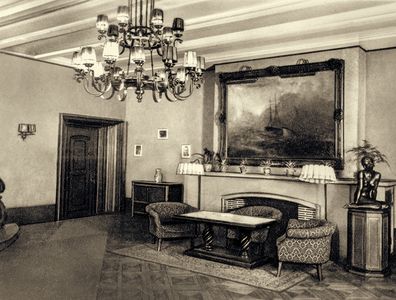 Das Kaminzimmer der Villa um 1950