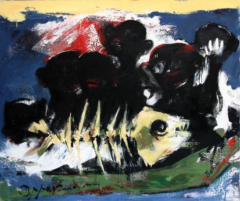 Die Flucht, 2006, Öl auf Lwd., 130 x 150 cm