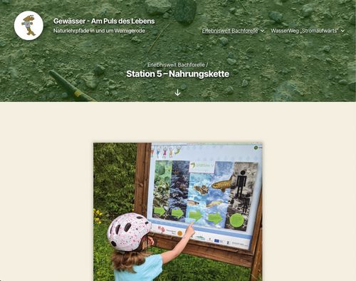 Screenshot der Webseite Gewässer - am Puls des Lebens