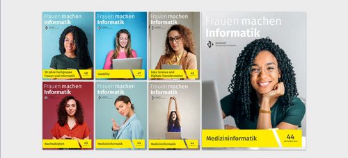 Titelseiten des Magazins Frauen machen Informatik