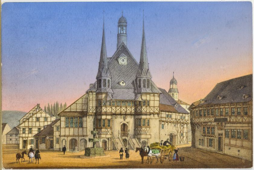 Der Markt und das Rathaus, um 1860. Kulturstiftung Wernigerode 