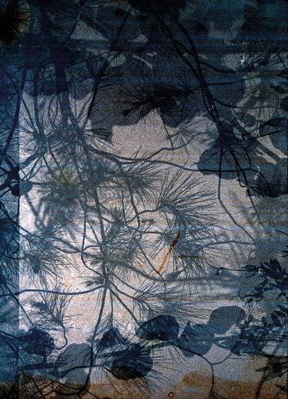 Charlen Christoph nutzt analoge Fotografie mit Einzel- und Mehrfachbelichtungen; hier ist das Werk mit dem Titel „An einem Ort“ von 2016 zu sehen.