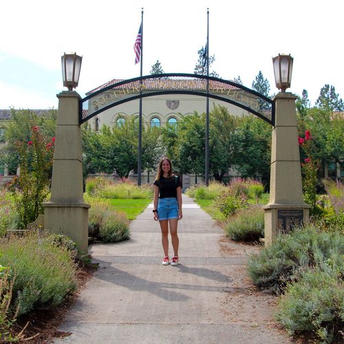 Lorena at SOU entrance