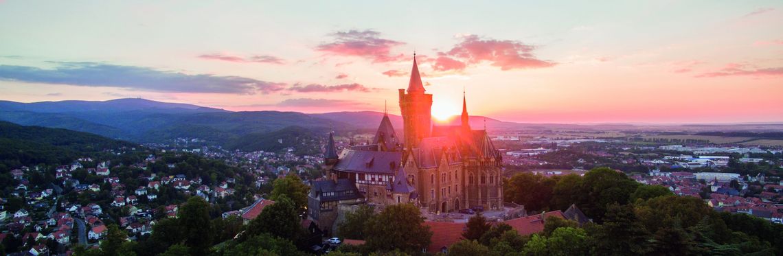 Wernigerode castle at sunset